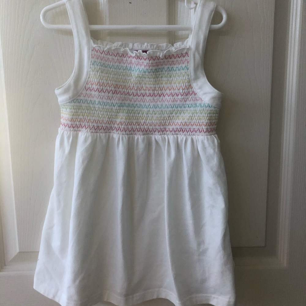Rainbow zig zag white dress